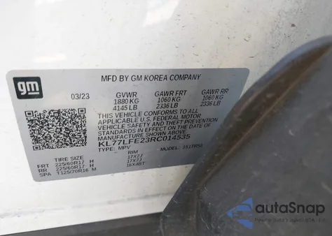 2024 Chevrolet Trax Fwd Sp from USA, damaged, VIN KL77LFE23RC014535